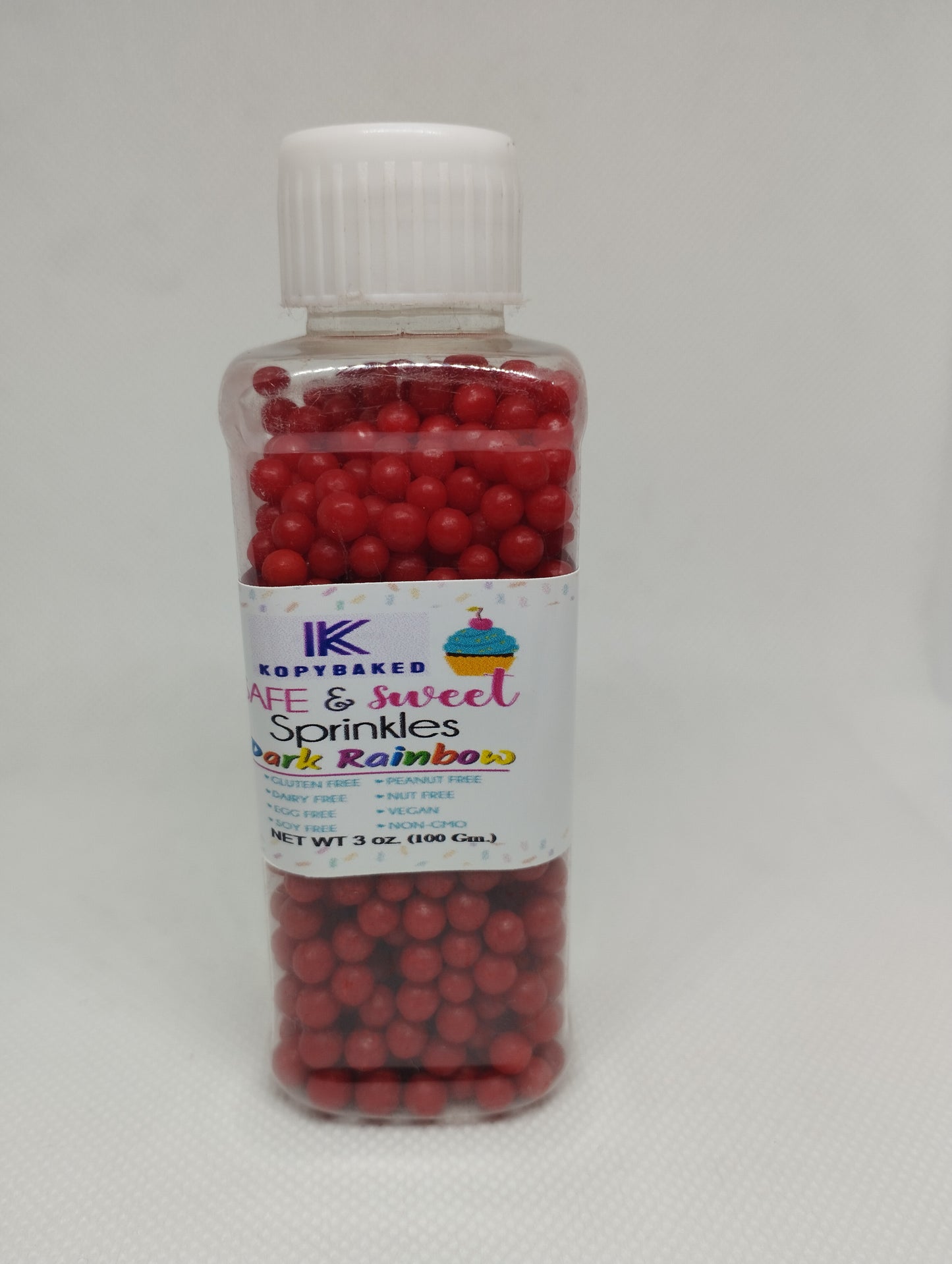 100 gm. Red sugar sprinkles Balls bottle use for topping on cake, Donuts, Cupcake, Pastries, Milk-Shake, and Ice-cream also on many things