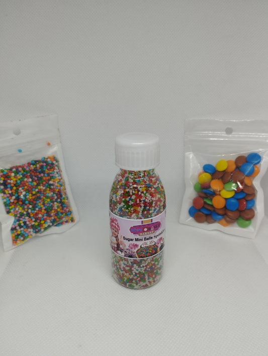 Rainbow Sugar Mini Balls 50 gm. Bottle use for Cakes decoration , pastries, Donuts, cupcake, ice-cream , milk shake, cakes etc