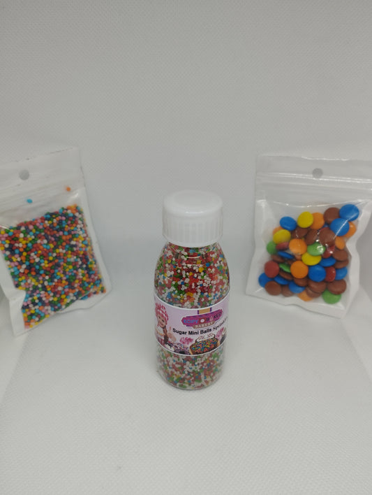 Rainbow Sugar Mini Balls 50 gm. Bottle use for Cakes decoration , pastries, Donuts, cupcake, ice-cream , milk shake, cakes etc