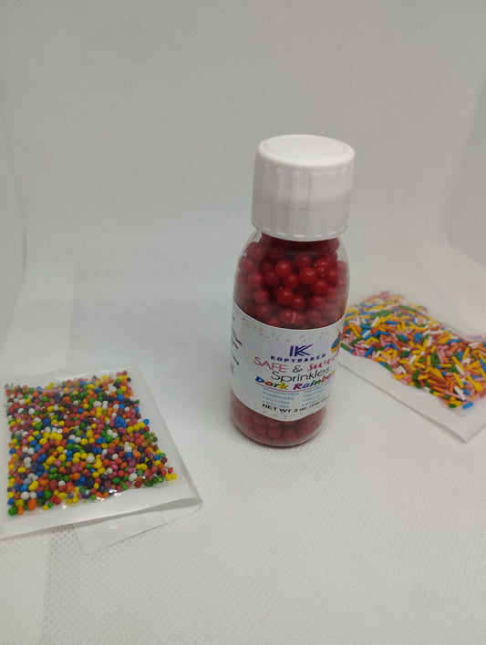 50 gm. Red sugar sprinkles Balls bottle use for topping on cake, Donuts, Cupcake, Pastries, Milk-Shake, and Ice-cream also on many things