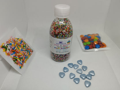Rainbow Sugar Mini Balls 100 gm. Bottle use for Cakes decoration , pastries, Donuts, cupcake, ice-cream , milk shake, cakes etc