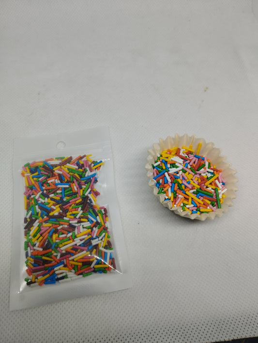 20 gm. Pouch of Rainbow sugar sprinkles multi-color FDNC color sprinkles food grade excellent bright color use for topping on cake, donuts, ice-cream, milk shake, pastries, cupcakes, also for confectionery purposes