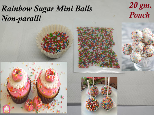 20 gm. pouch Rainbow Sugar Mini Cake Decoration Balls Non-paralli Dark